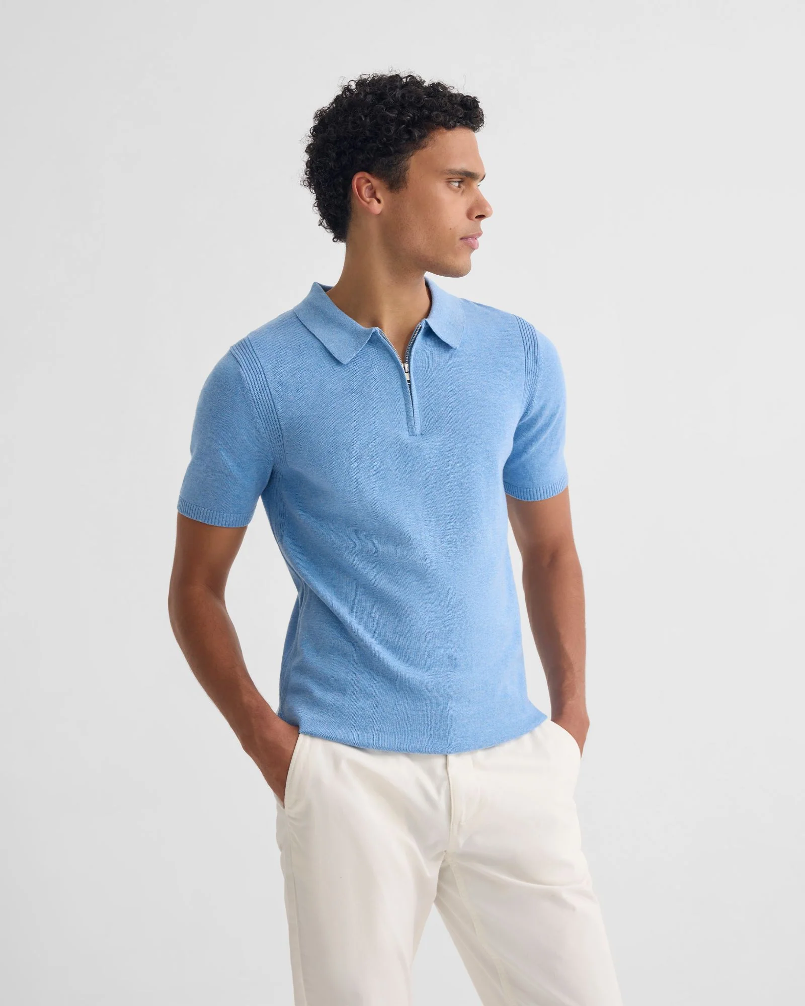 Otis Zip Neck Knitted Polo - Image 3