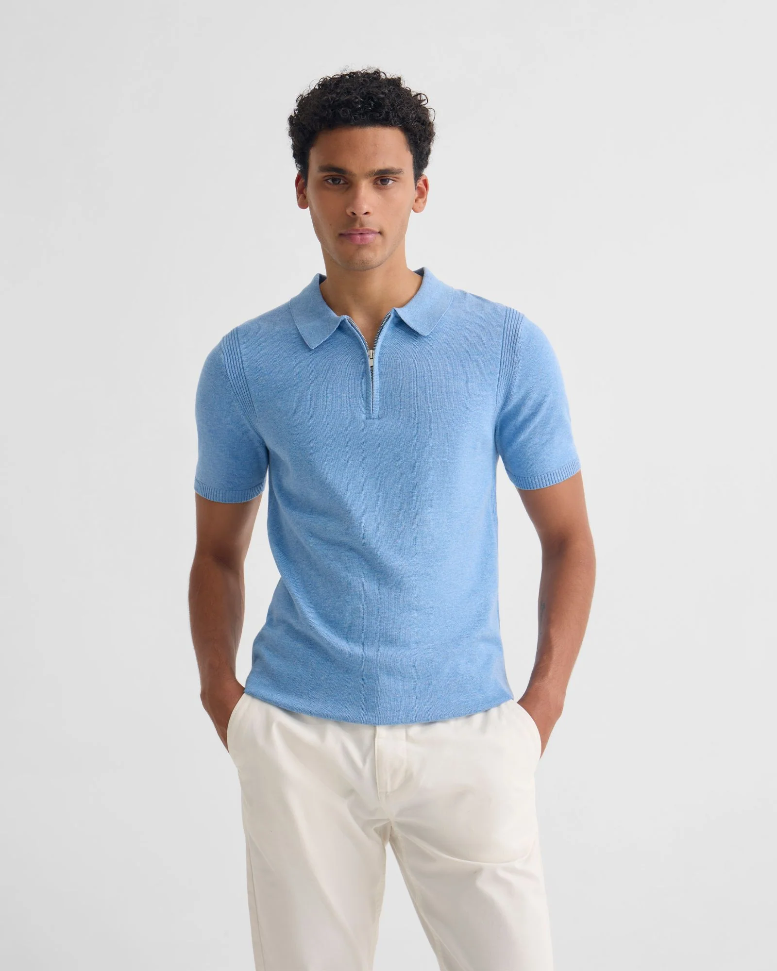 Otis Zip Neck Knitted Polo - Image 6
