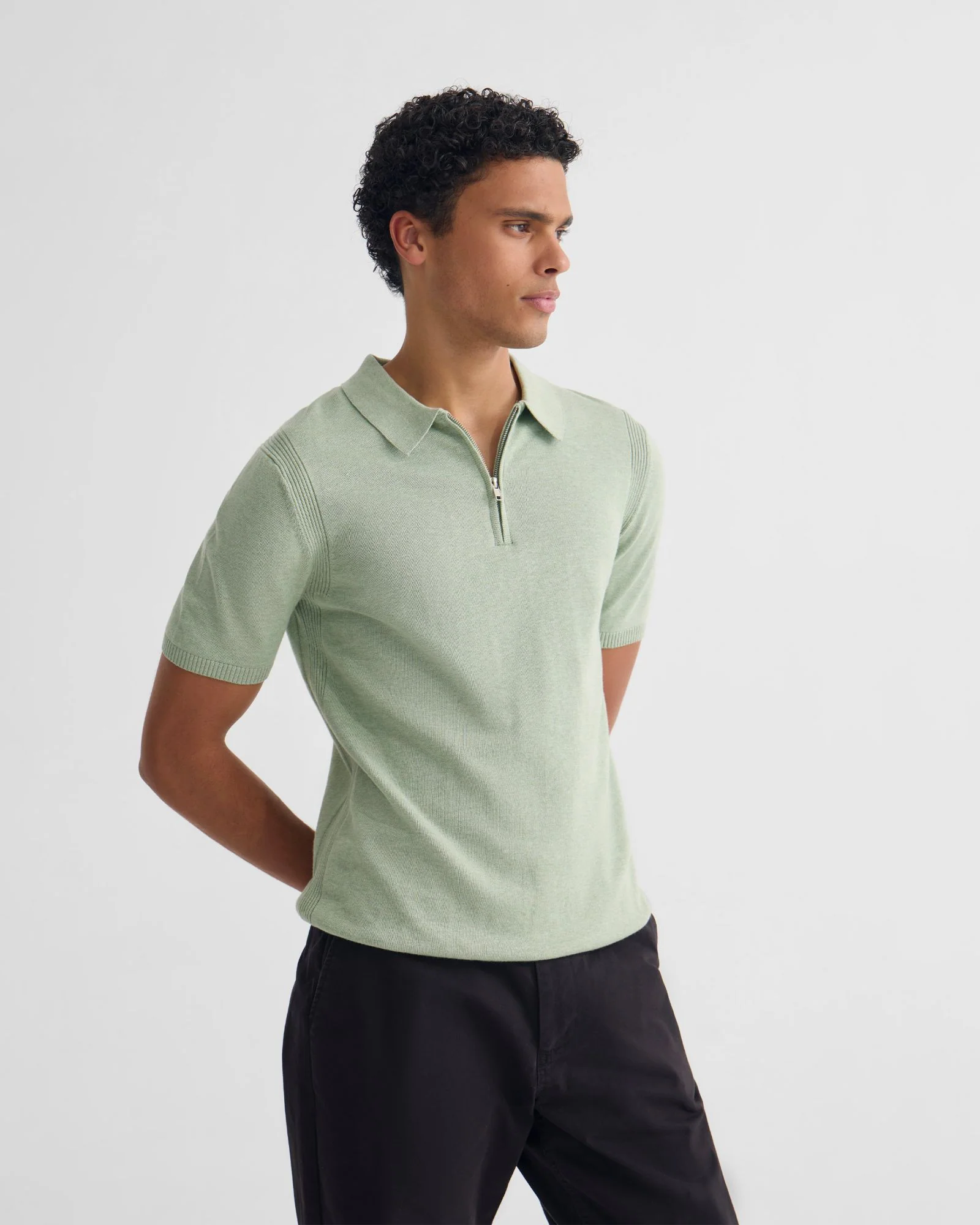 Otis Zip Neck Knitted Polo - Image 9