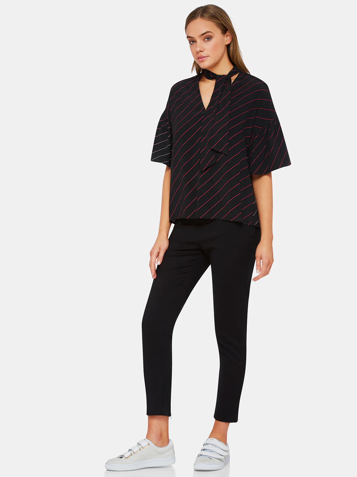 Persia Short Sleeve Striped Blousex - Image 6