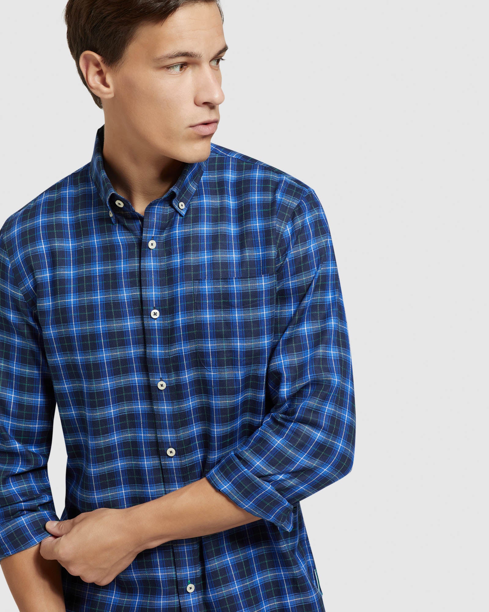 Portland Cttn/Linen Check Regular Shirt - Image 4