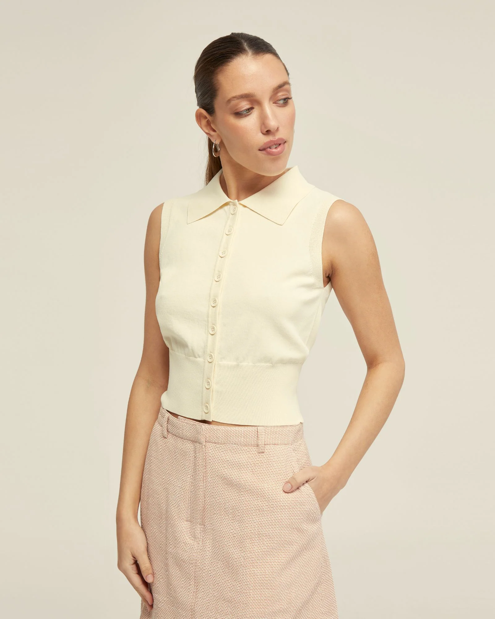 Rae Polo Neck Buttoned Knit Top - Image 11
