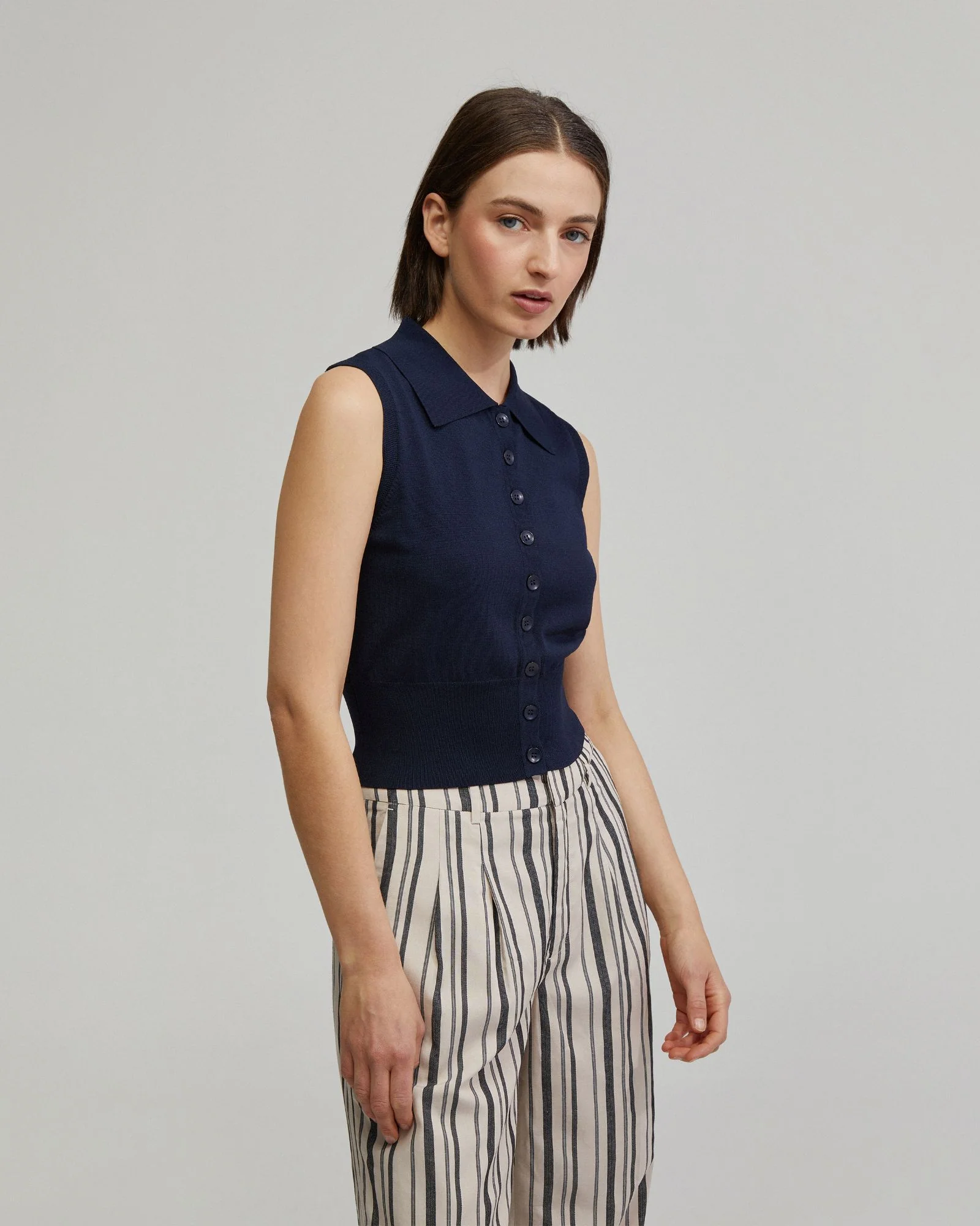 Rae Polo Neck Buttoned Knit Top - Image 4