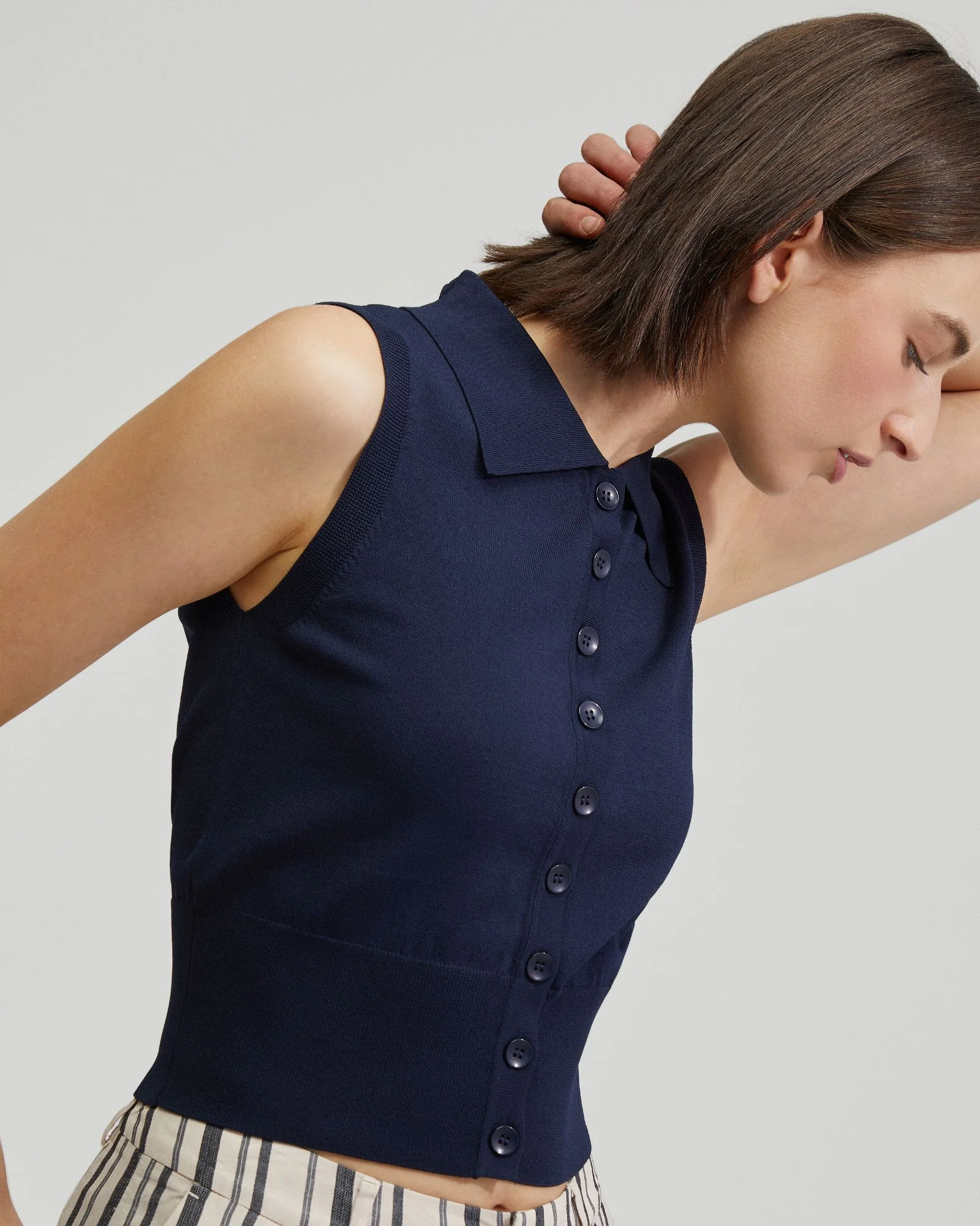 Rae Polo Neck Buttoned Knit Top - Image 5