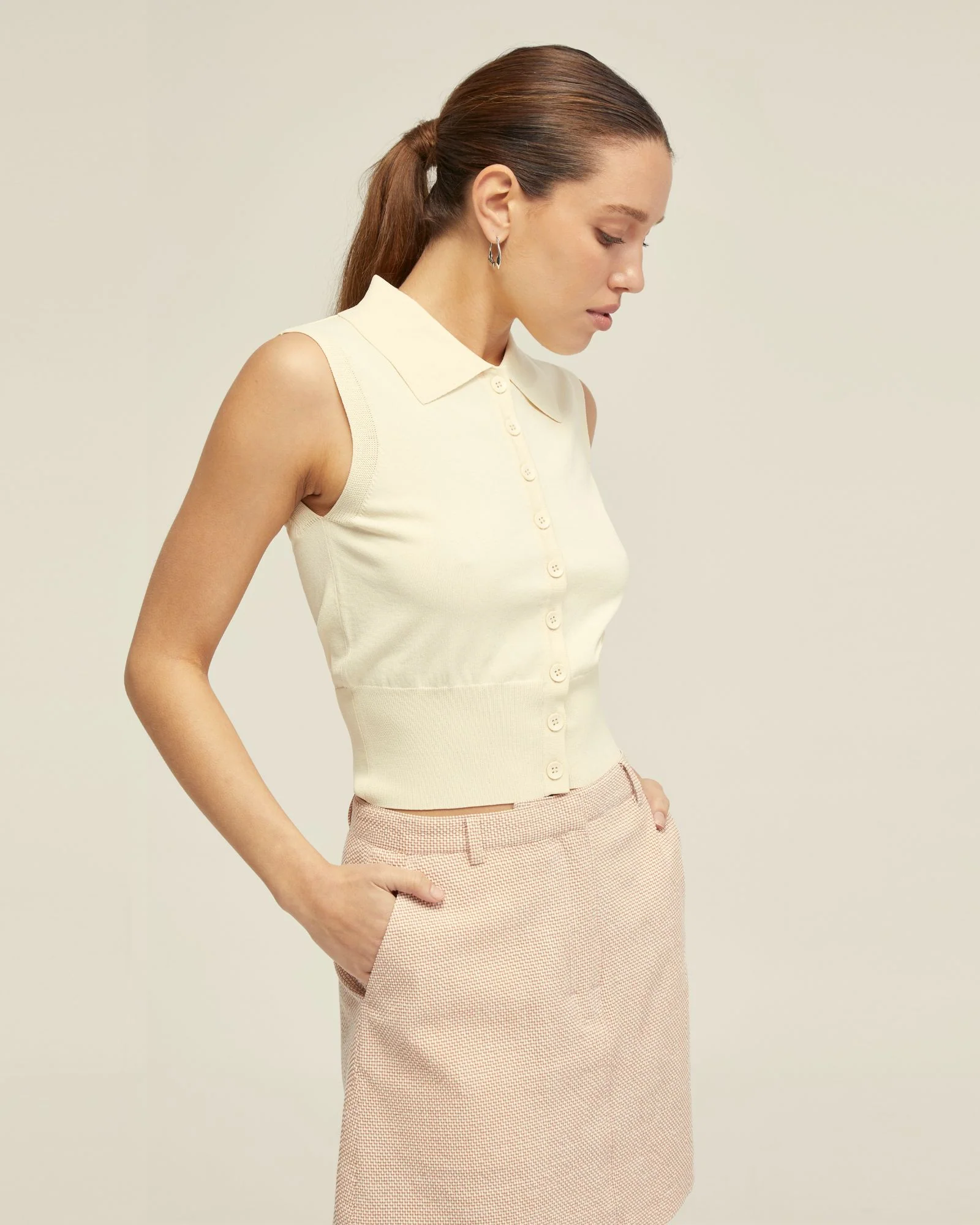Rae Polo Neck Buttoned Knit Top - Image 8