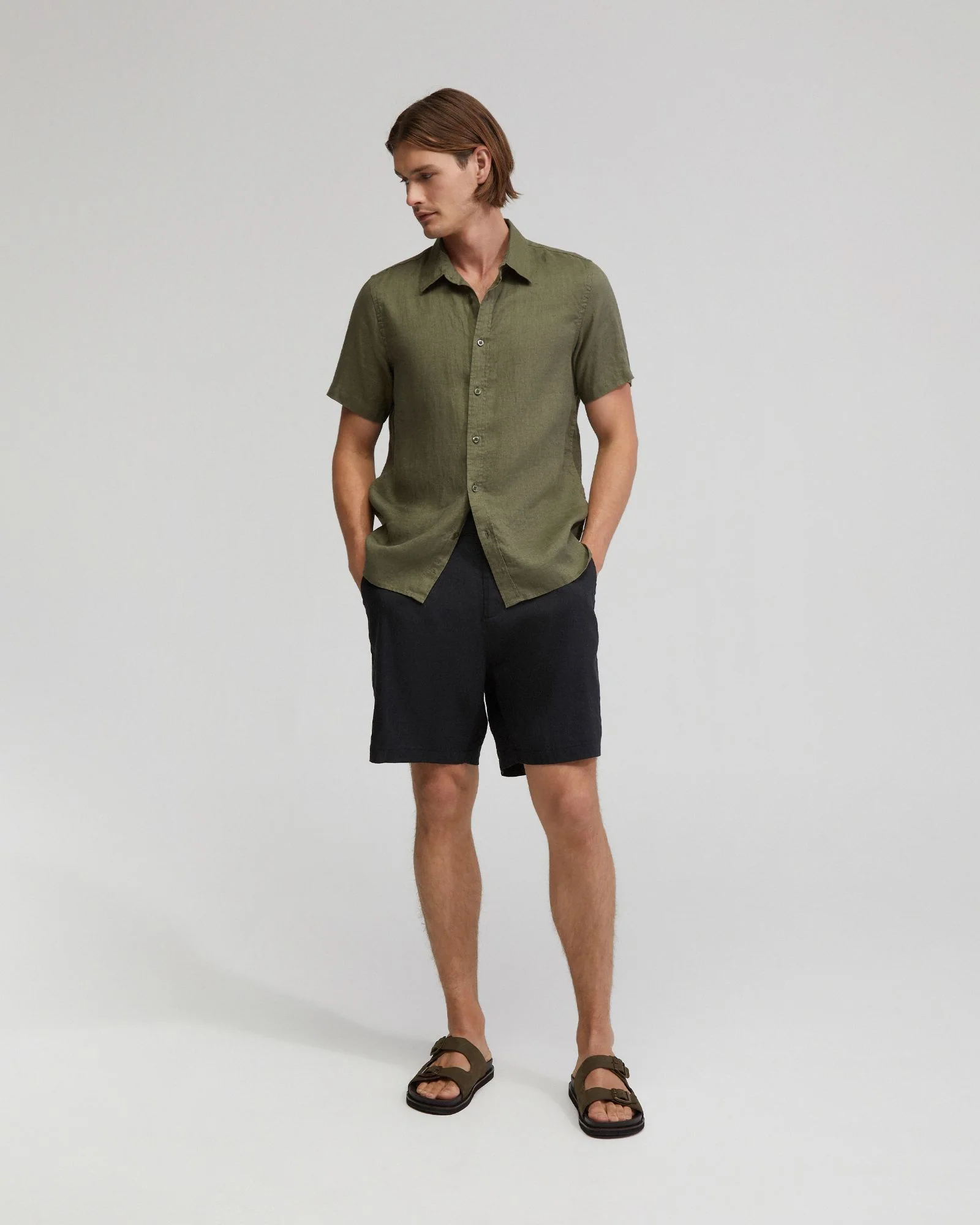 Rocco Zip Front Linen Blnd Shorts - Image 11