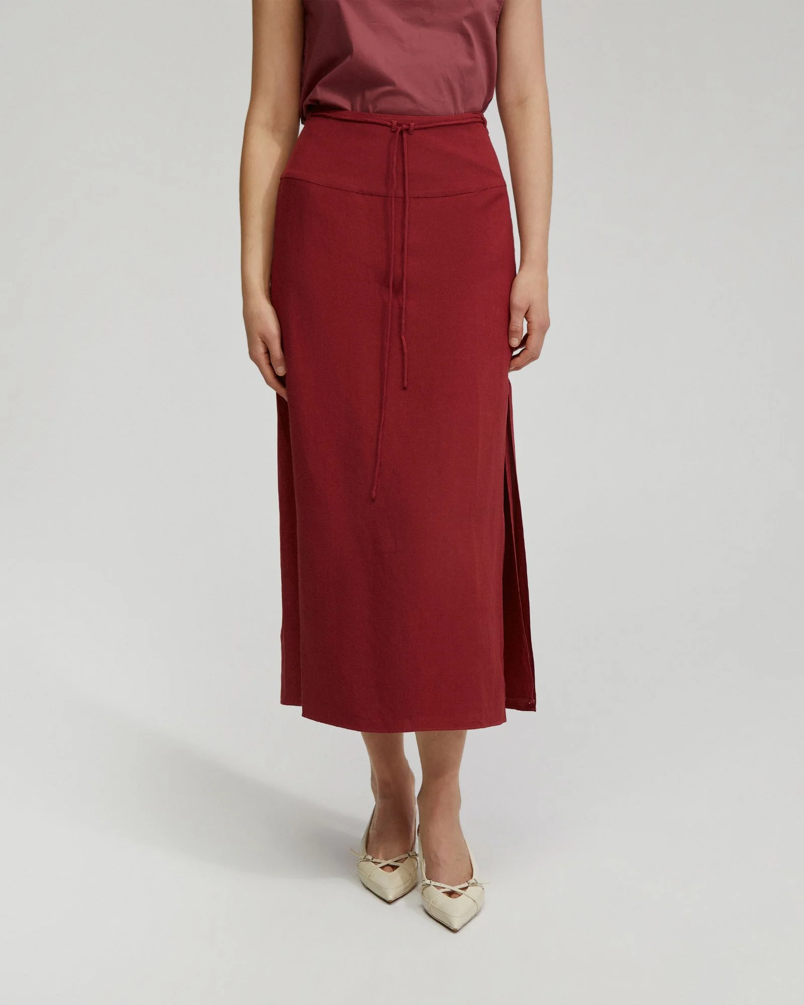 Rose Linen Blend Skirt - Image 8