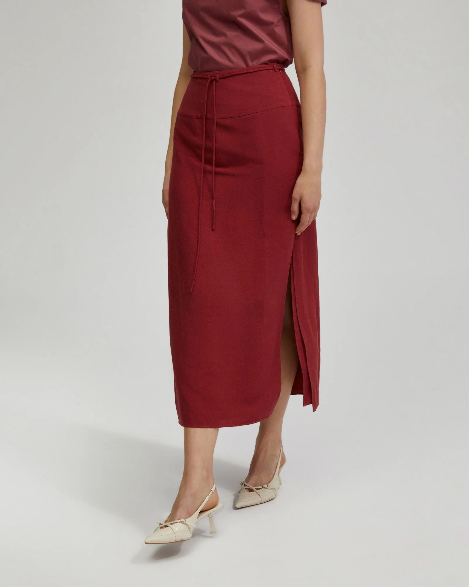 Rose Linen Blend Skirt - Image 9