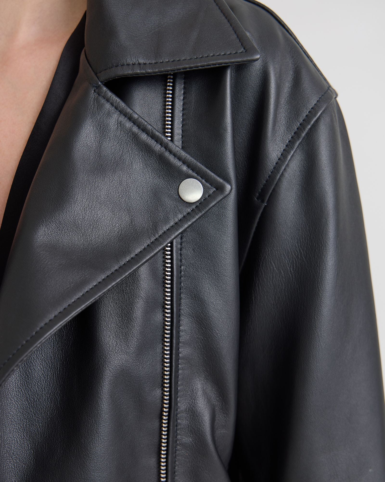 Sasha Biker Leather Jacket - Image 12