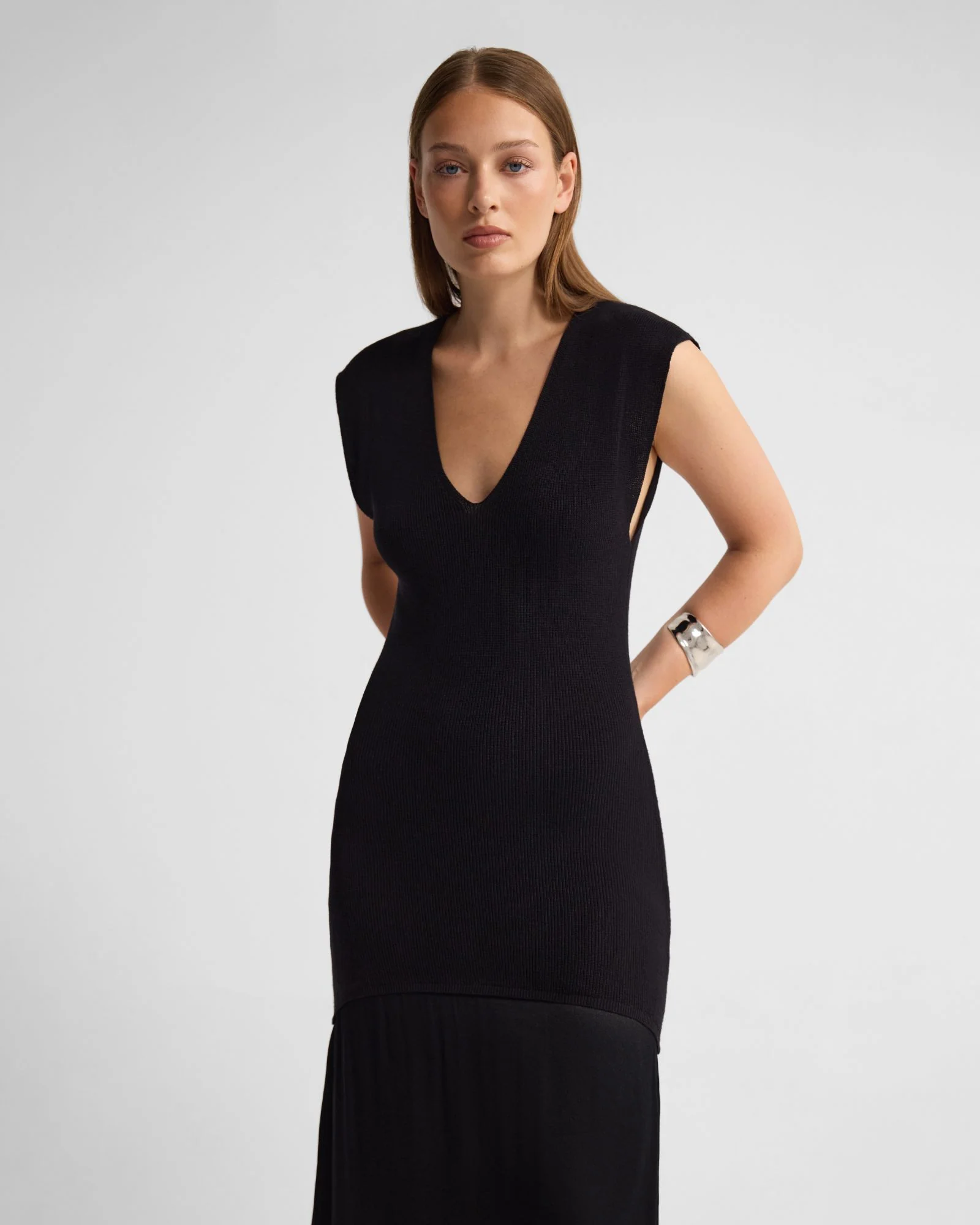Sydney Knit Dress With Woven Skirt - Image 4
