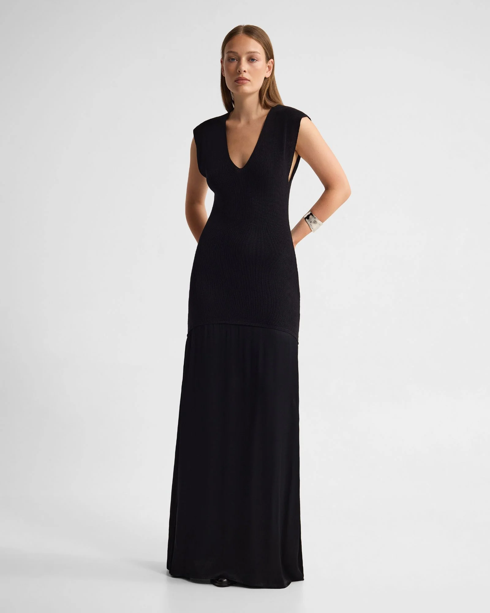 Sydney Knit Dress With Woven Skirt - Image 5