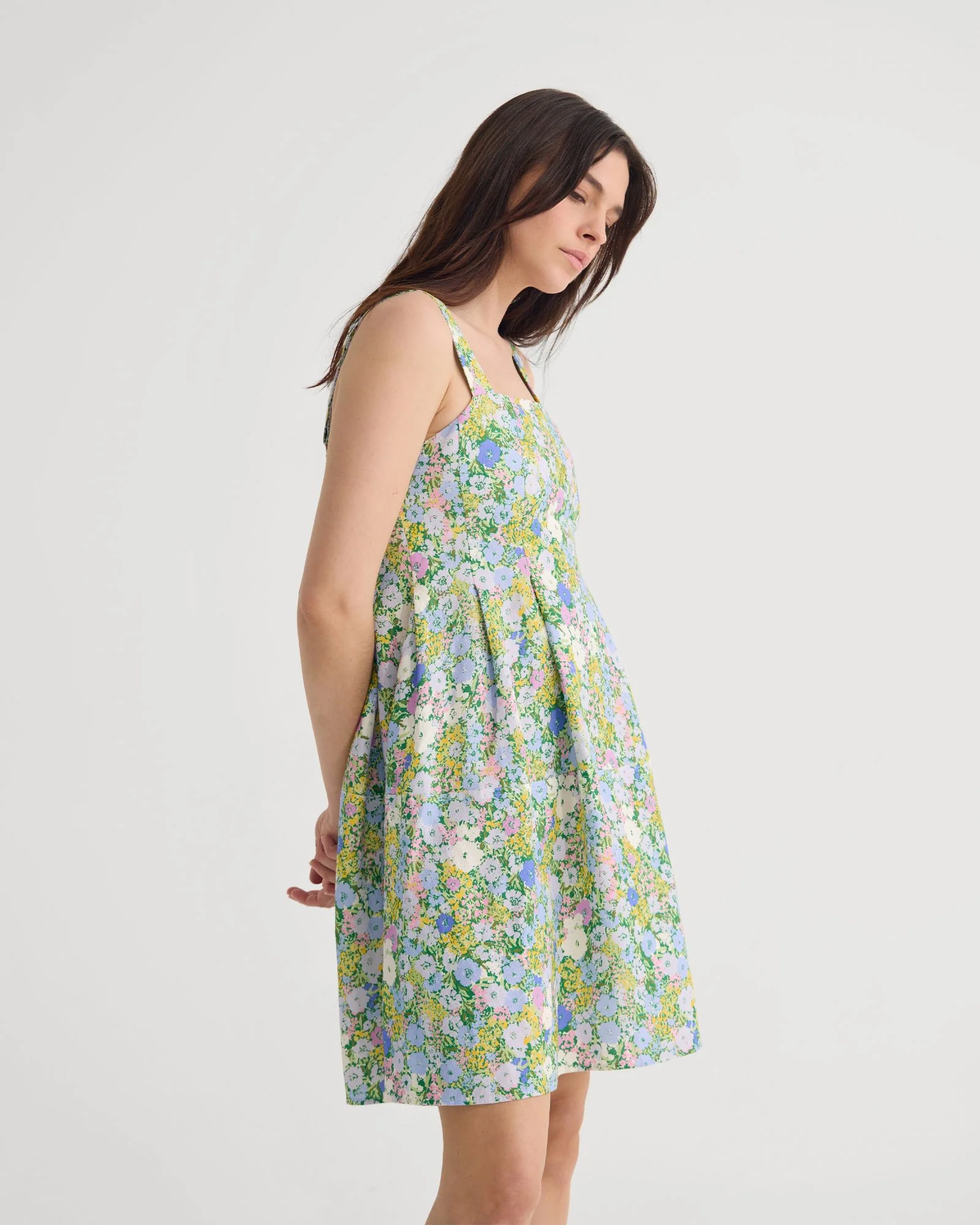 Terra Ditsy Floral Linen Dress - Image 2