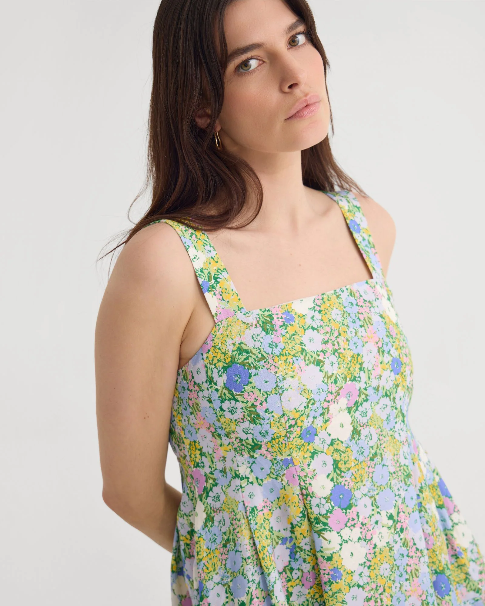 Terra Ditsy Floral Linen Dress - Image 4