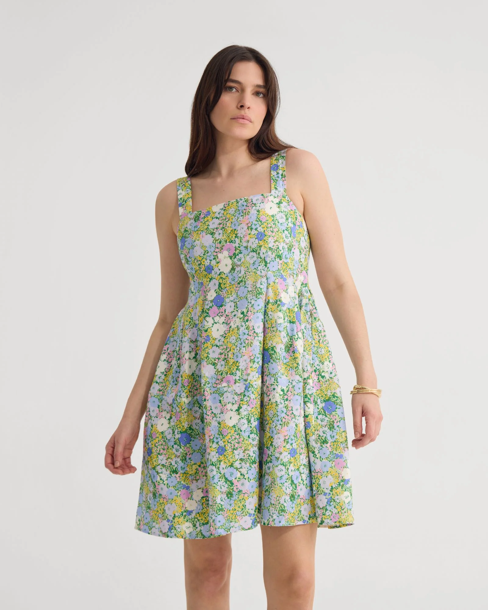Terra Ditsy Floral Linen Dress - Image 5
