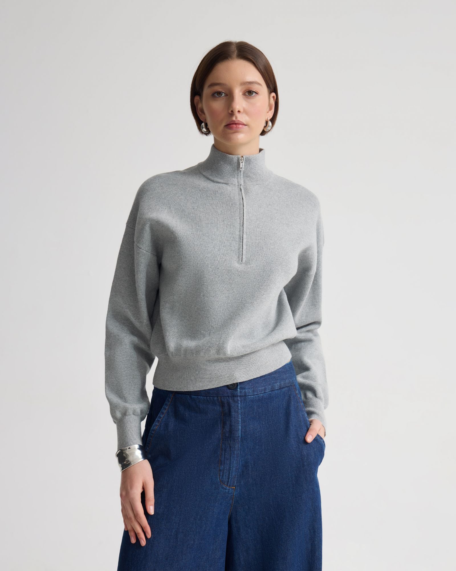 Victoria Crop Zip Neck Knit - Image 5