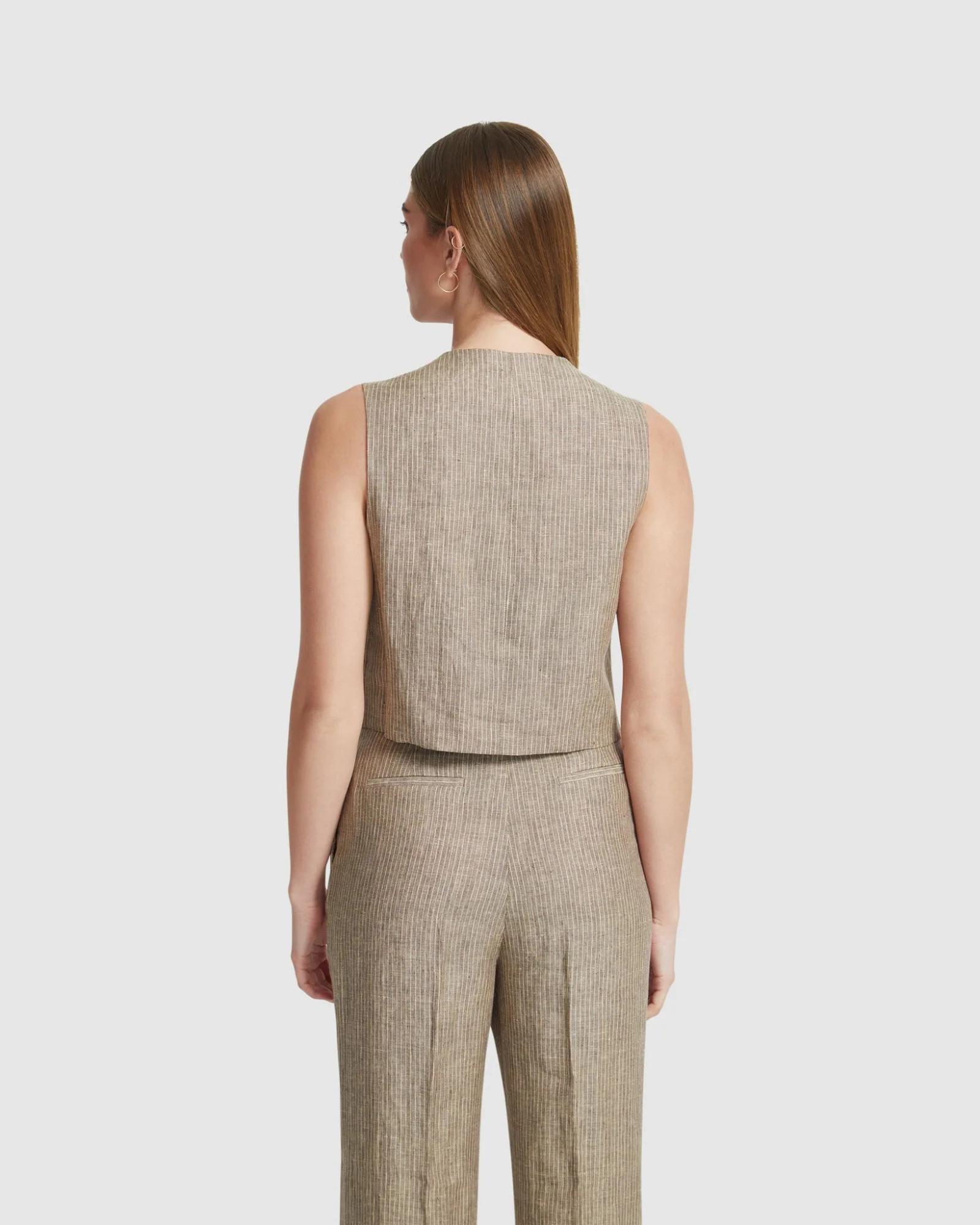 Vienna Linen Pinstripe Waistcoat - Image 3