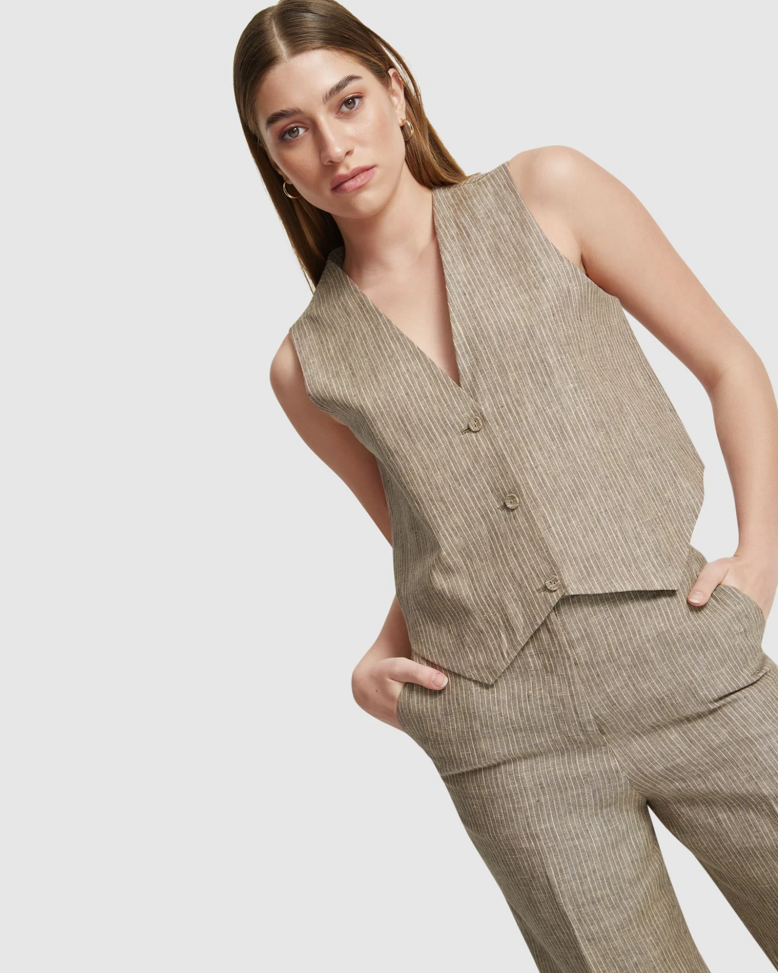 Vienna Linen Pinstripe Waistcoat - Image 4