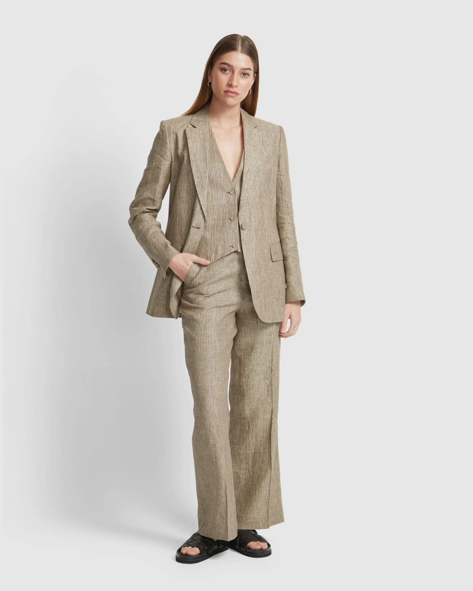 Vienna Linen Pinstripe Waistcoat - Image 5
