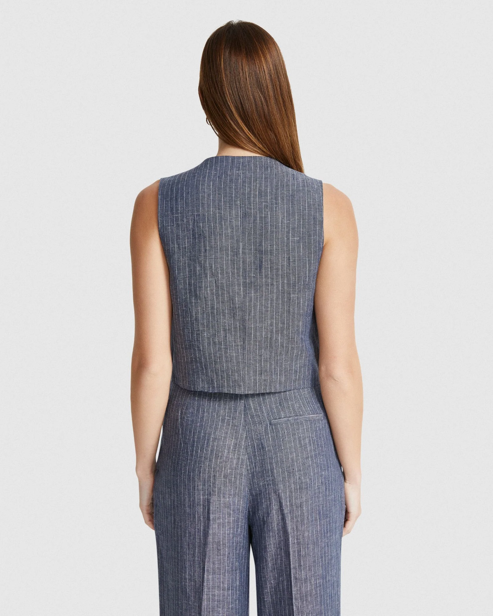 Vienna Pinstripe Linen Waistcoat - Image 3