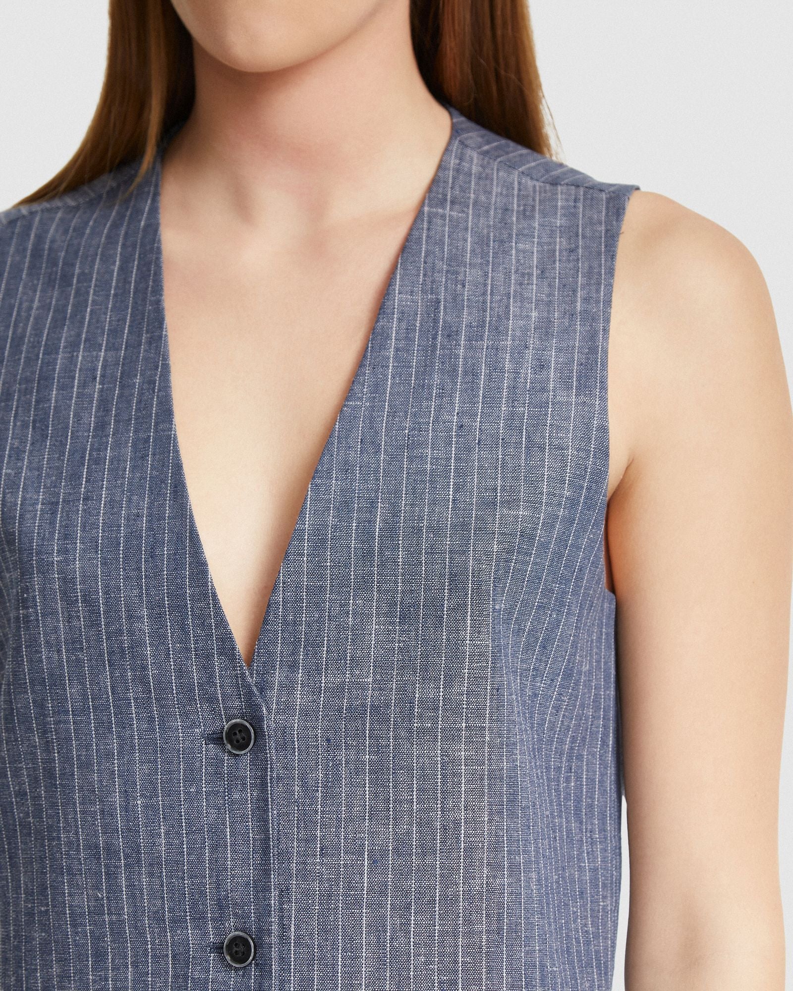 Vienna Pinstripe Linen Waistcoat - Image 6