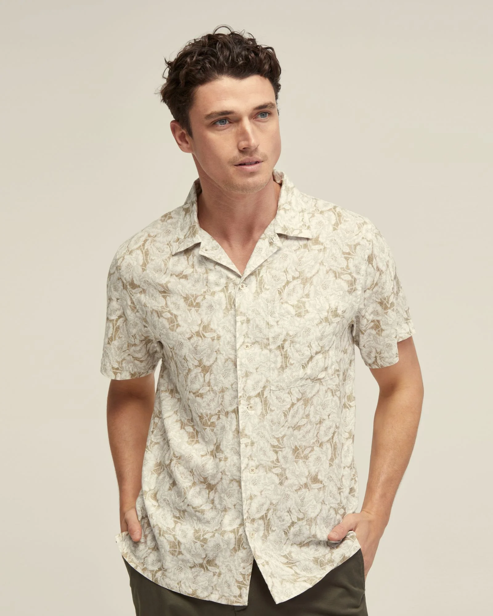 Vinny Linen Blnd Printed Short Sleeve Shirt - Image 5