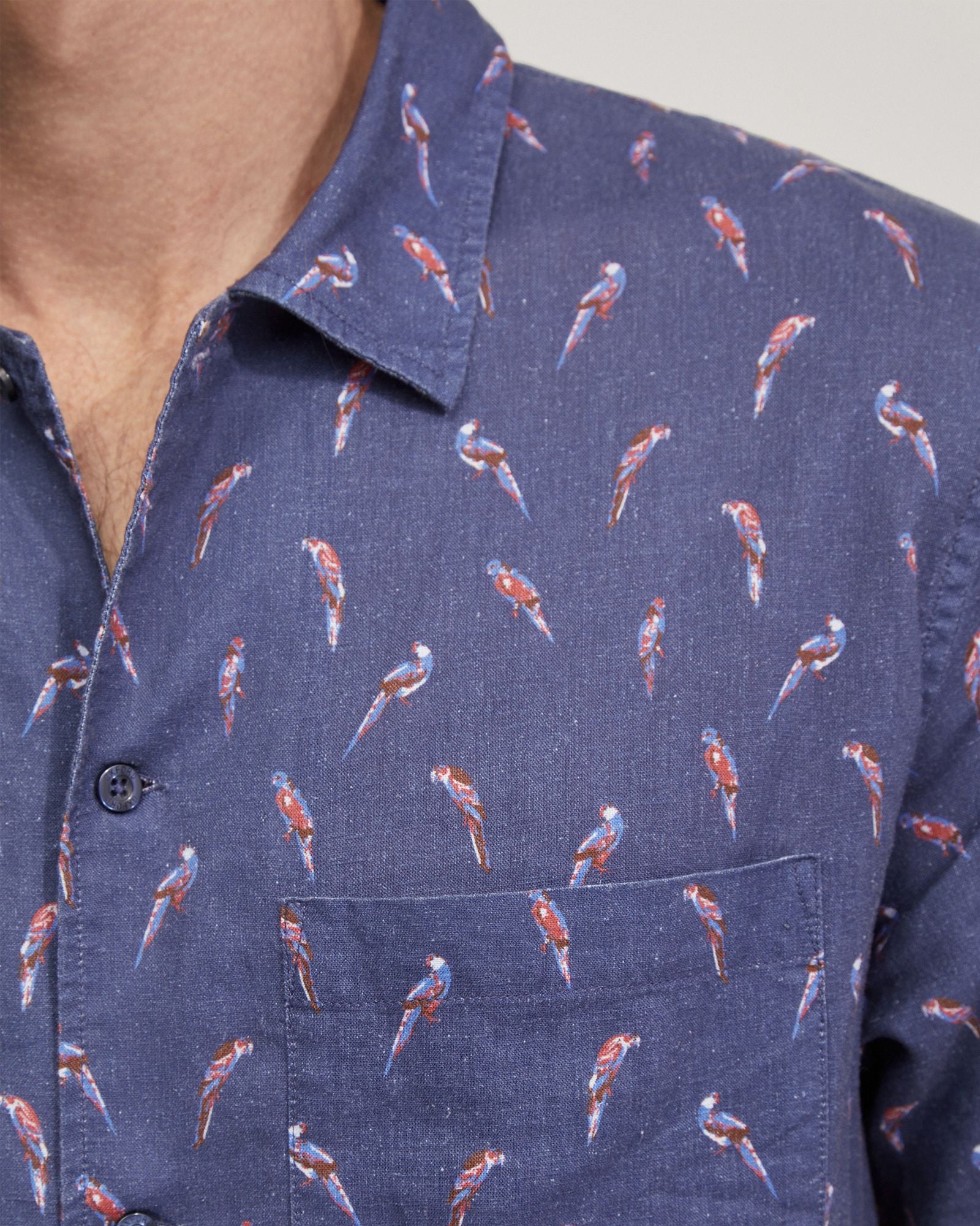 Vinny Linen Blnd Short Sleeve Printed Shirt - Image 6