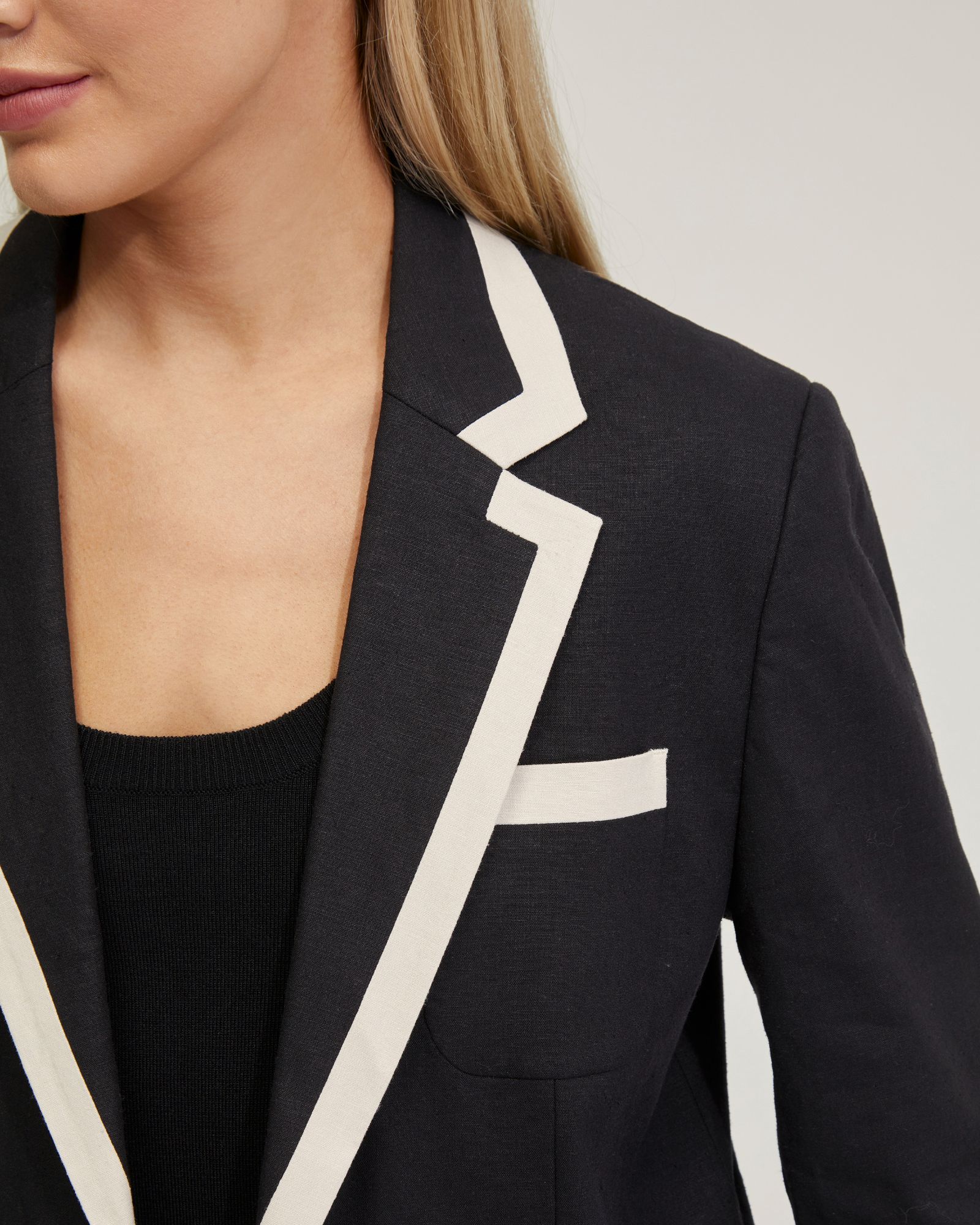 Willow Linen Jacket Contrast Trim - Image 6