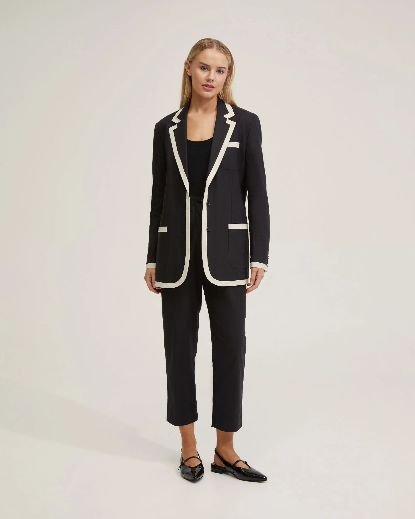 Willow Linen Jacket Contrast Trim - Image 7